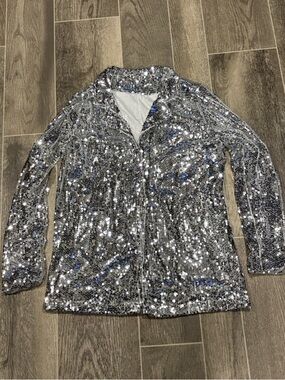 Silver Sequin Women's Open Jacket